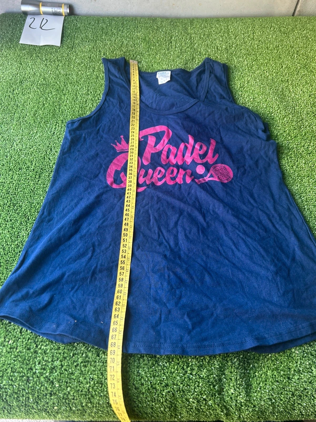 Navy blue tank top with pink patterns Port & Company – photo 6
